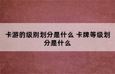 卡游的级别划分是什么 卡牌等级划分是什么